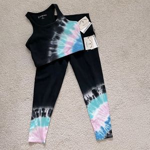 Electric & Rose Tie Dye Sports Bra and Leggings Set Size XL NWT